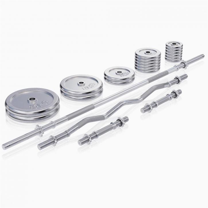 Panca Palestra Multifunzione con Set Bilancieri Cromato da 108 kg