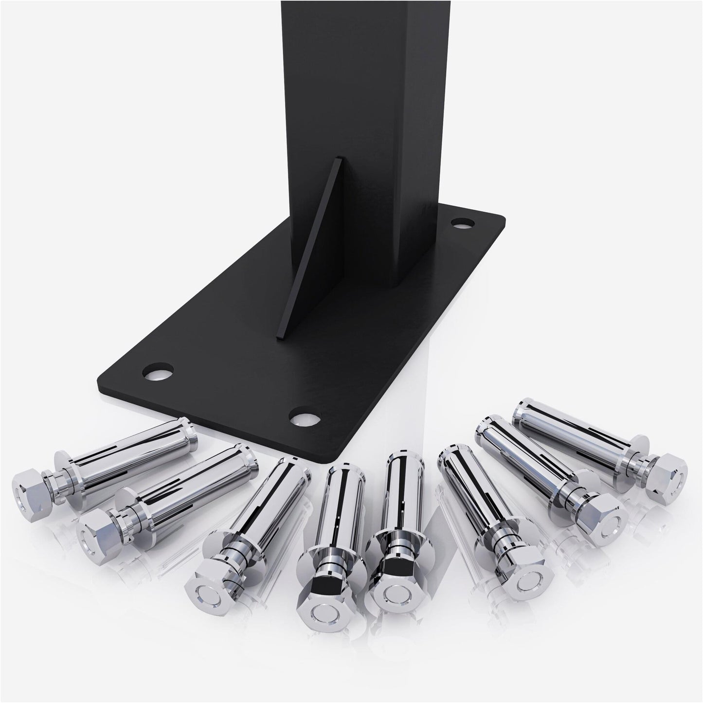 Base in metallo nero con viti di fissaggio per attrezzi bodybuilding Gorilla Sports