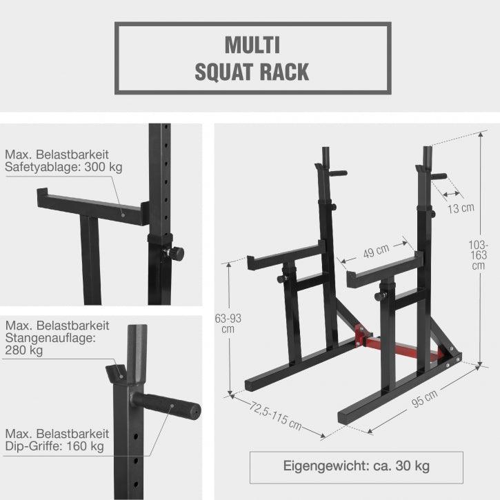 Squat Rack con il Set Bilanciere Olympia Bumper Plate 170 kg