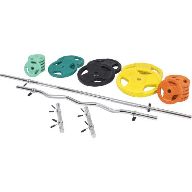 Set Bilanciere, Barra EZ, Manubri e Dischi Gripper Gommati 108 kg