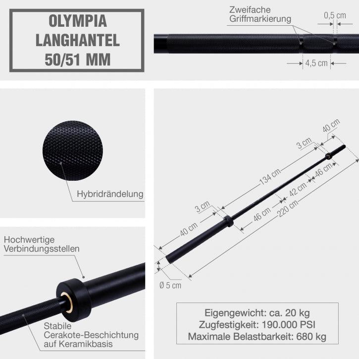Olympia Bumper Plates Set Bilanciere Professionale 140 kg