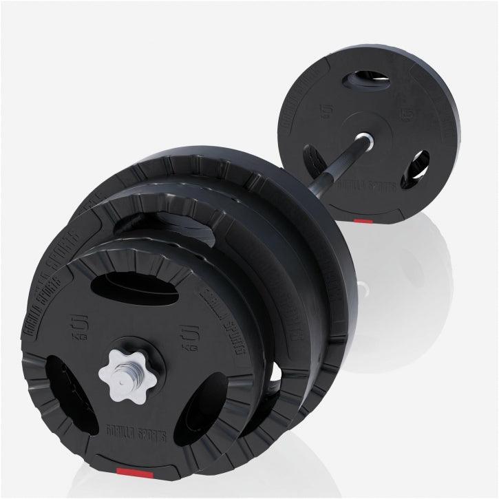 Set Bilanciere Manubri e Dischi Gripper in Plastica 60-130 kg