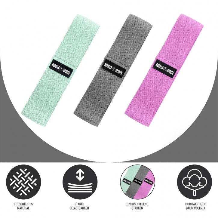 Set 3 Fasce Elastiche di Resistenza con Borsa per il Trasporto