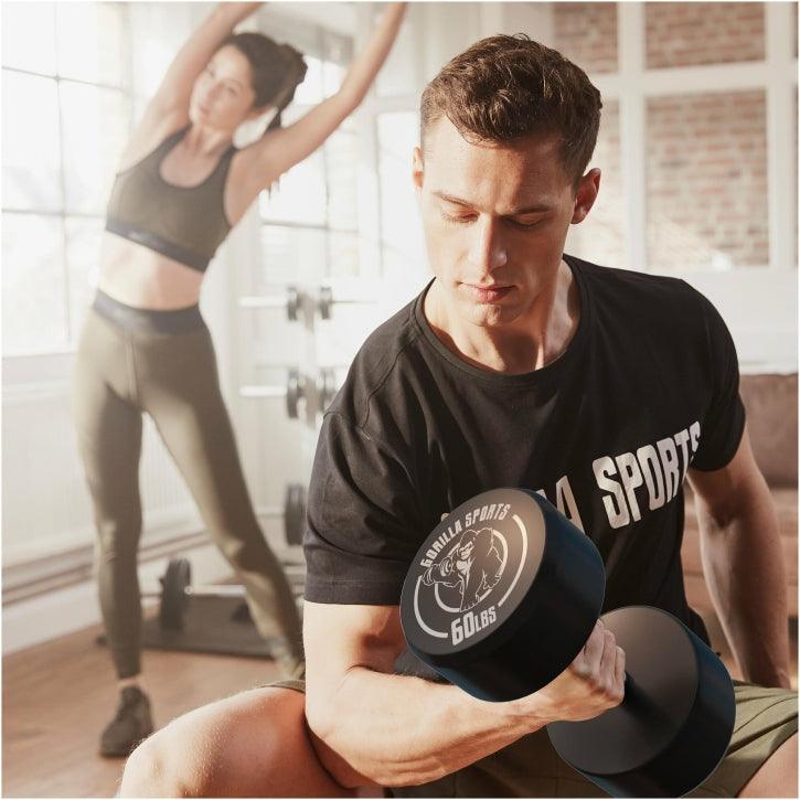 Manubrio in gomma da 5 a 60 libbre (2,5-27,2 kg), ghisa, cromato