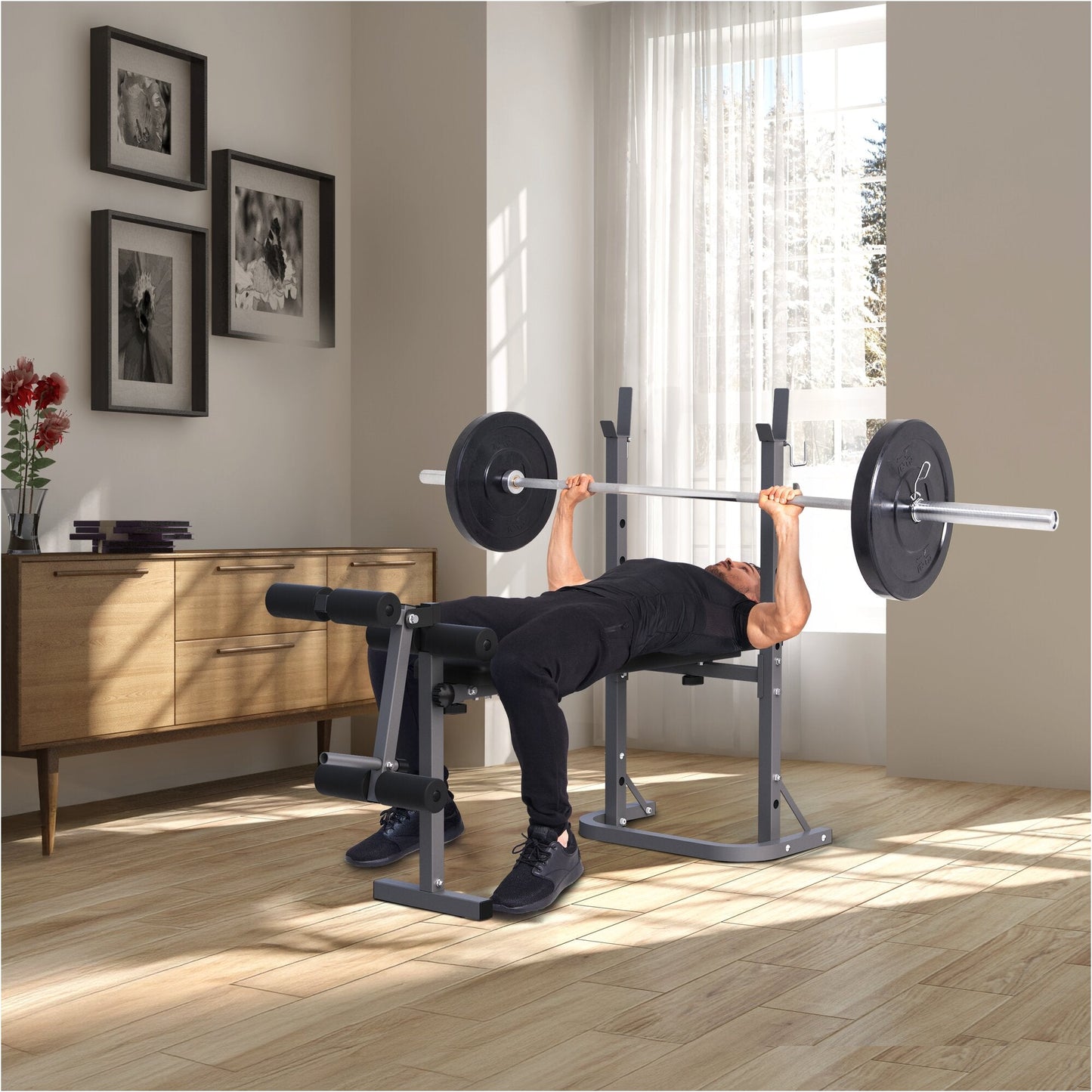 Panca Pesi Inclinabile Serie E con Rack e Leg Curl