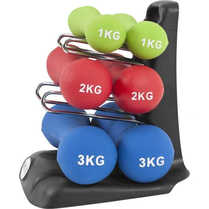 Set Manubri con Supporto, in neoprene, 12 kg