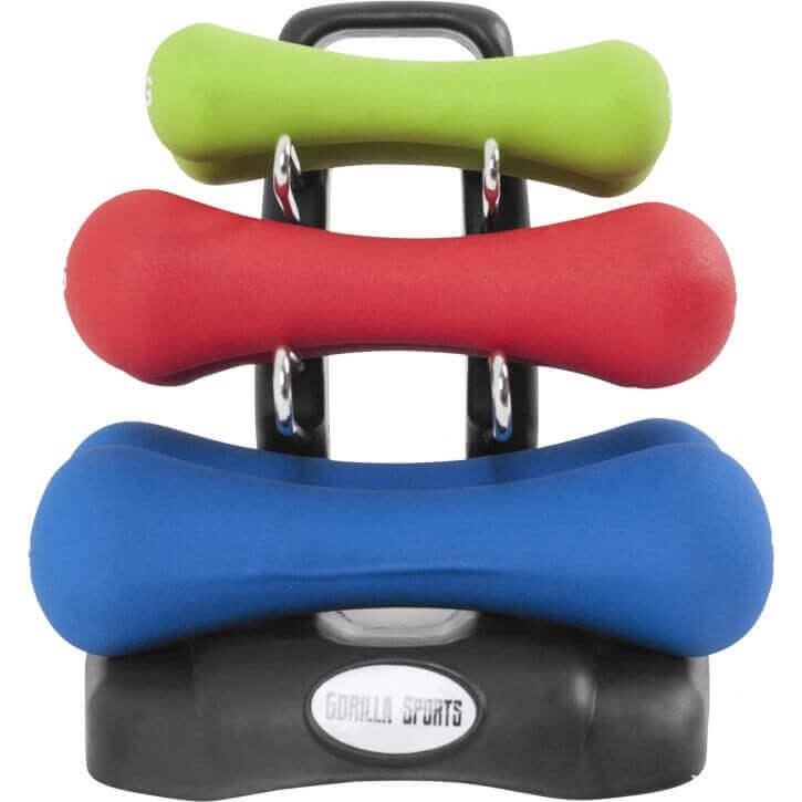 Set Manubri con Supporto, in neoprene, 12 kg