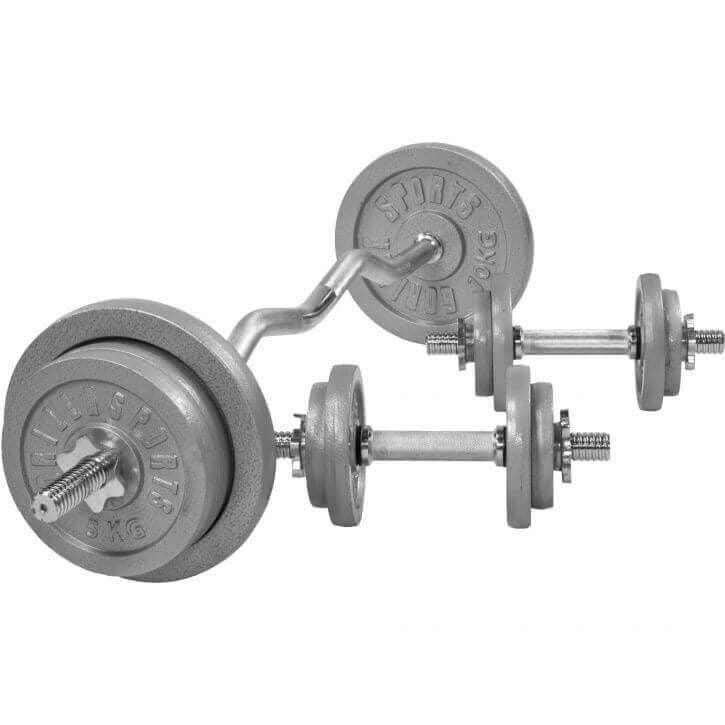 Set Curl Bilanciere EZ, Manubri e Dischi in Ghisa 70 kg