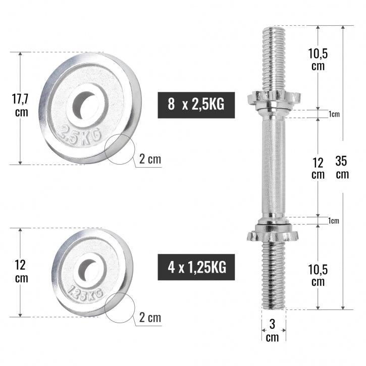 Set Manubri cromati, 30 kg