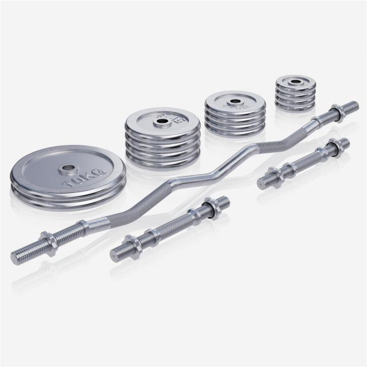 Set Curl Bilanciere EZ, Manubri e Dischi Cromati 70 kg 30/31 mm