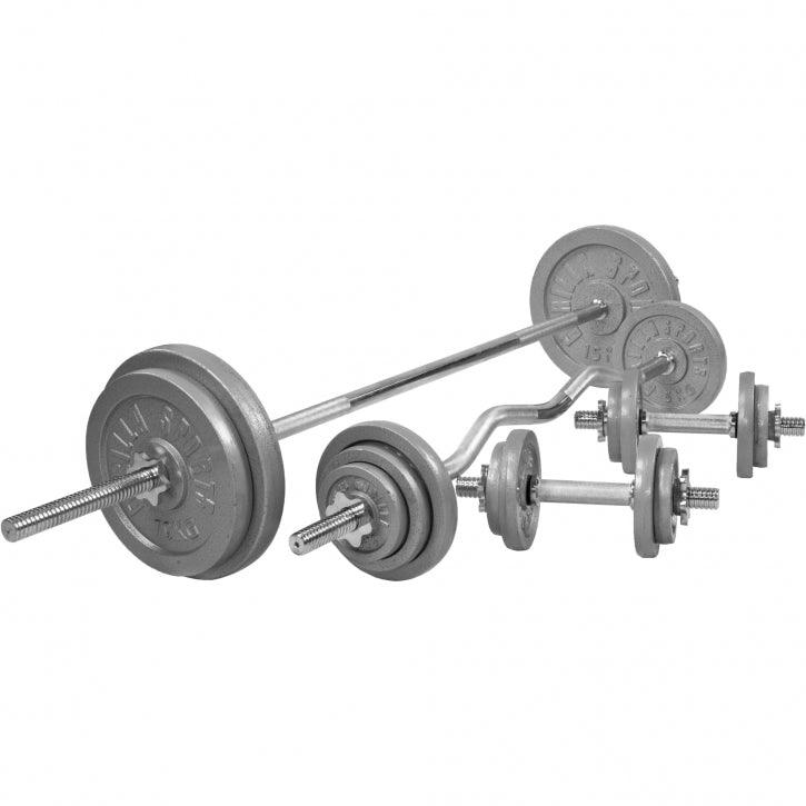 Set Bilanciere, Barra EZ, Manubri e Dischi in Ghisa 108 kg