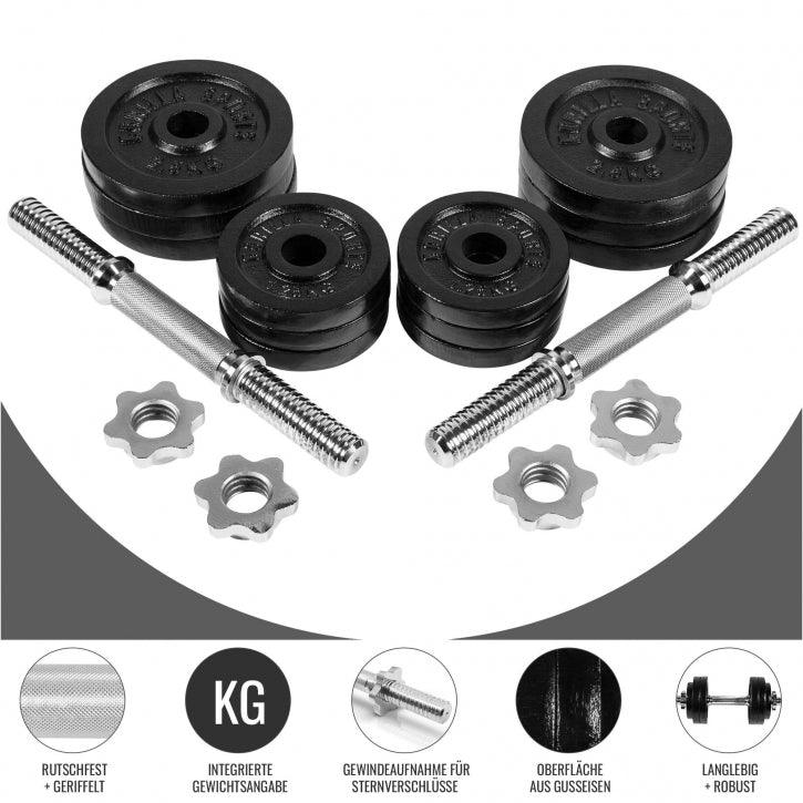 Set manubri Gorilla Sports con dischi pesi in ghisa, ideale per bodybuilding e fitness