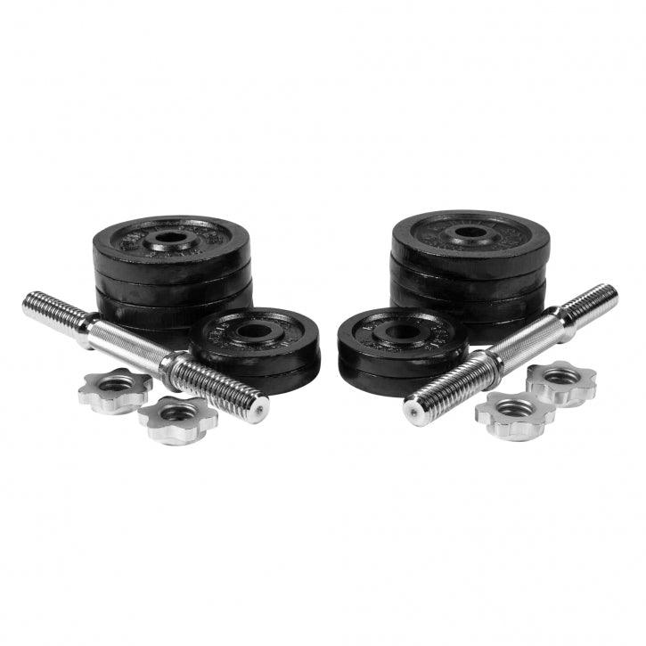 Set manubri con pesi in ghisa e chiusure Gorilla Sports per bodybuilding e fitness