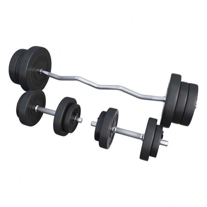 Set bilanciere curl e manubri neri Gorilla Sports per bodybuilding e fitness domestico