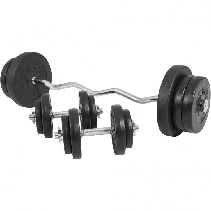 Set bilanciere e manubri Gorilla Sports per bodybuilding e fitness, pesi in ghisa neri