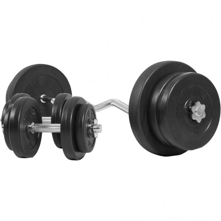Set pesi Gorilla Sports con bilanciere e manubri, attrezzi bodybuilding e fitness