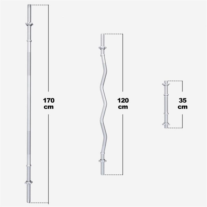Set Bilanciere, Barra EZ, Manubri e Dischi in Plastica 100 kg