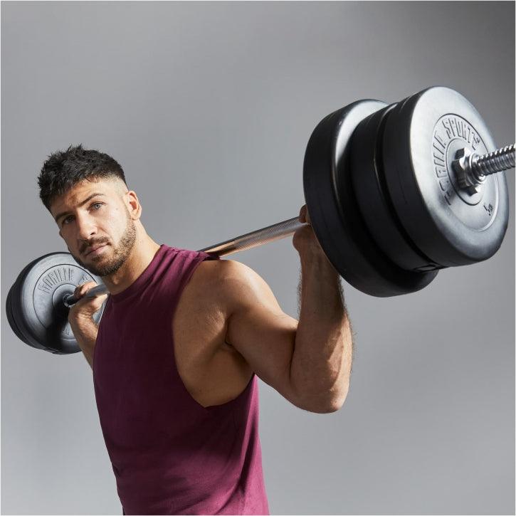 Set Bilanciere, Barra EZ, Manubri e Dischi in Plastica 100 kg