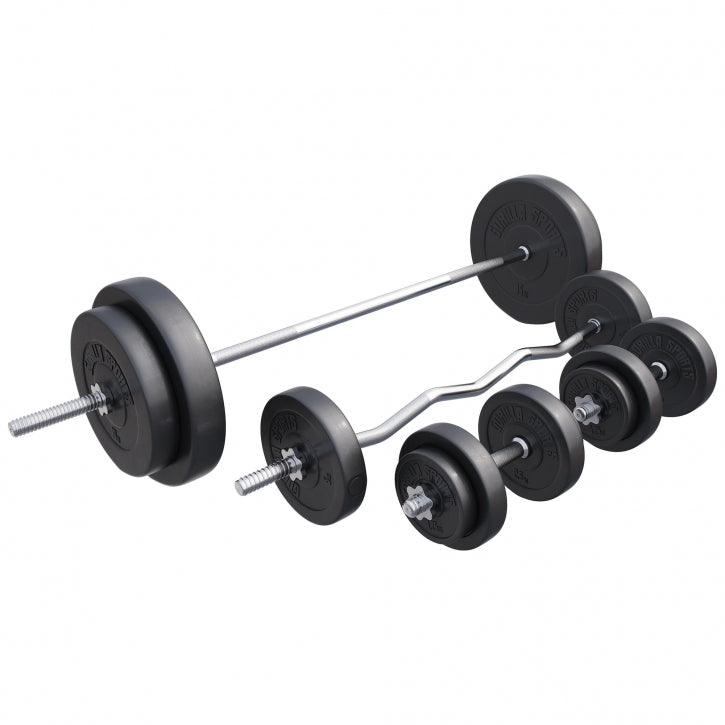 Set Bilanciere, Barra EZ, Manubri e Dischi in Plastica 100 kg