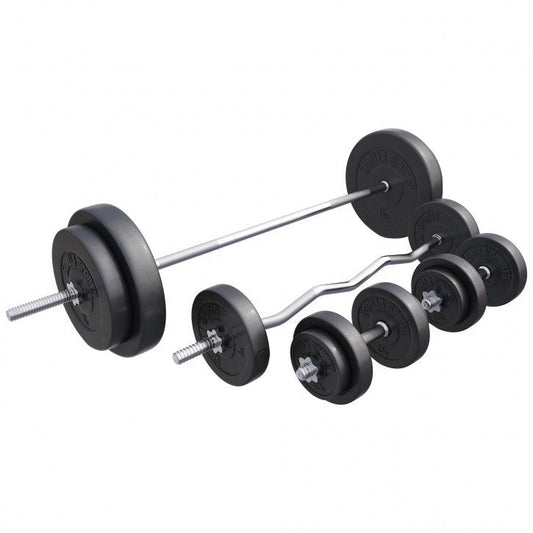 Set Bilanciere, Barra EZ, Manubri e Dischi in Plastica 100 kg