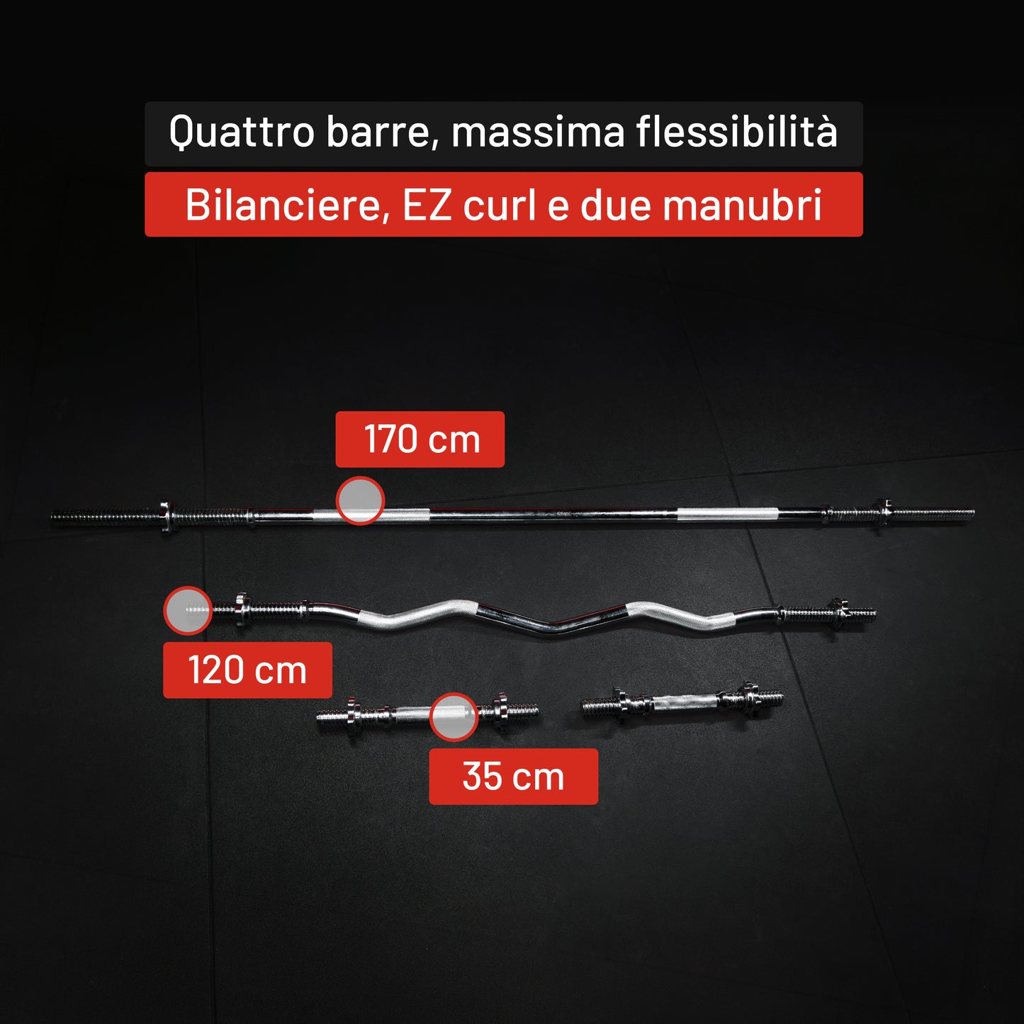 Set Bilanciere, Barra EZ, Manubri e Dischi in Plastica 100 kg
