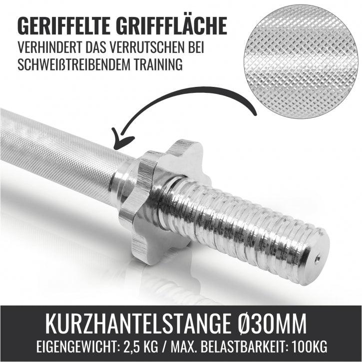 Bilanciere corto Gorilla Sports Ø30mm con impugnatura zigrinata per bodybuilding e fitness