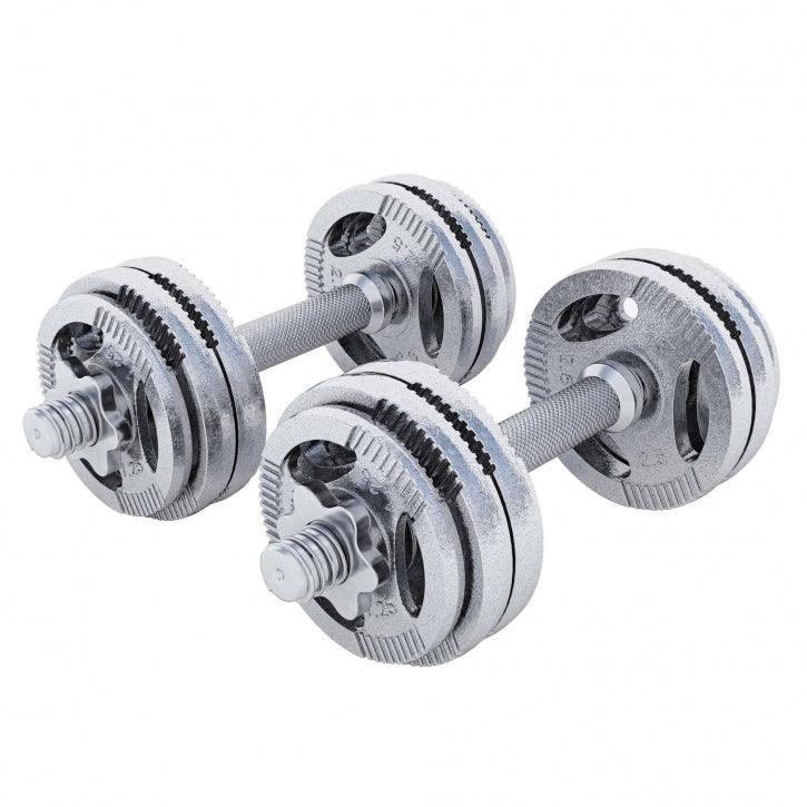 Coppia di manubri regolabili in metallo Gorilla Sports per palestra e bodybuilding