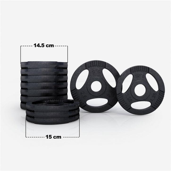 Dischi peso palestra Gorilla Sports neri, misure 14.5x15 cm, per bodybuilding e fitness