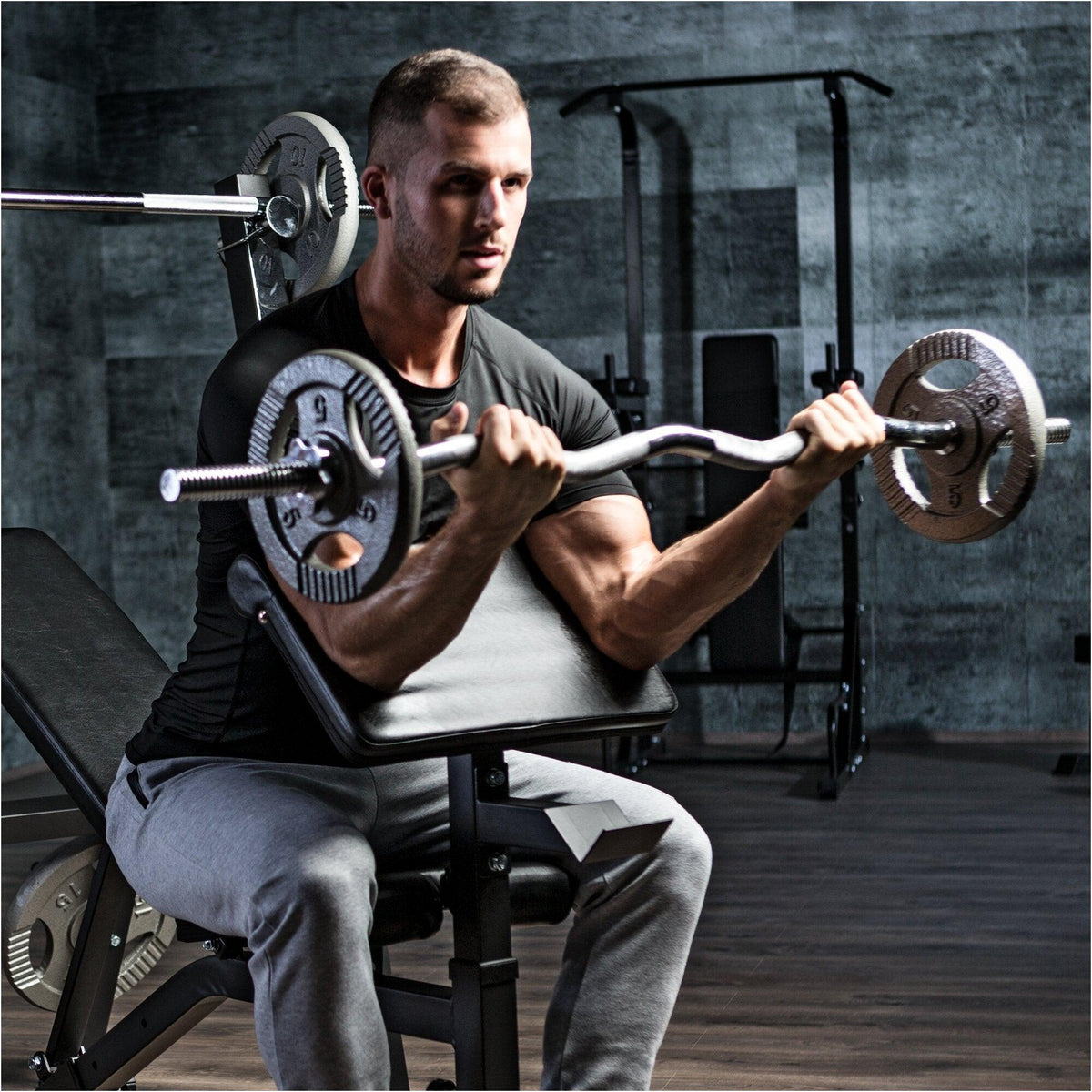 Set Curl Bilanciere EZ in Ghisa da 35 kg