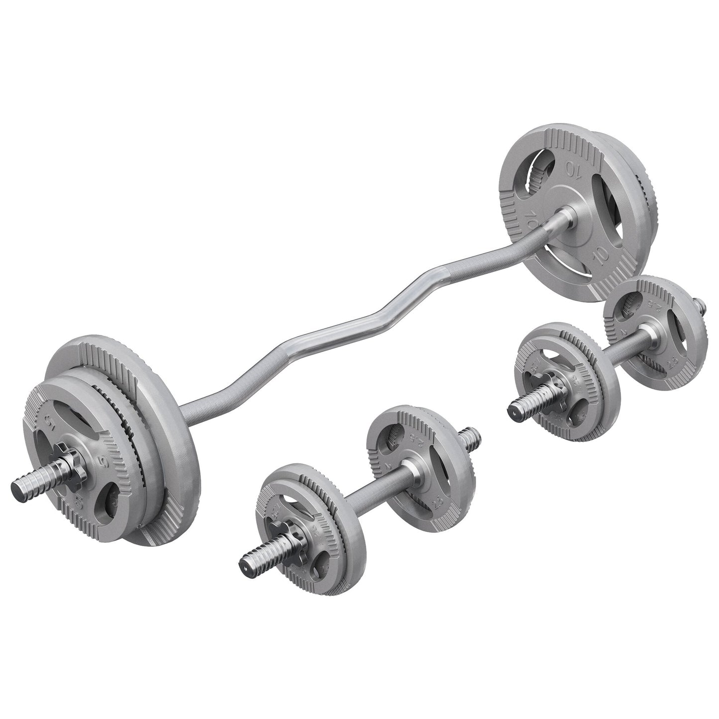 Set Curl Bilanciere EZ, Manubri e Dischi in Ghisa 70 kg 30/31 mm