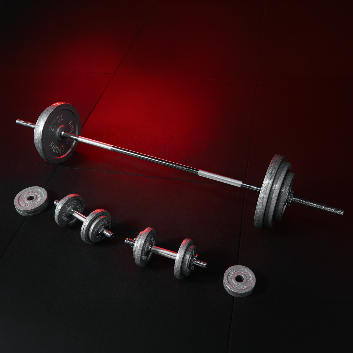 Set Bilanciere, Manubri e Dischi in Ghisa 100 kg
