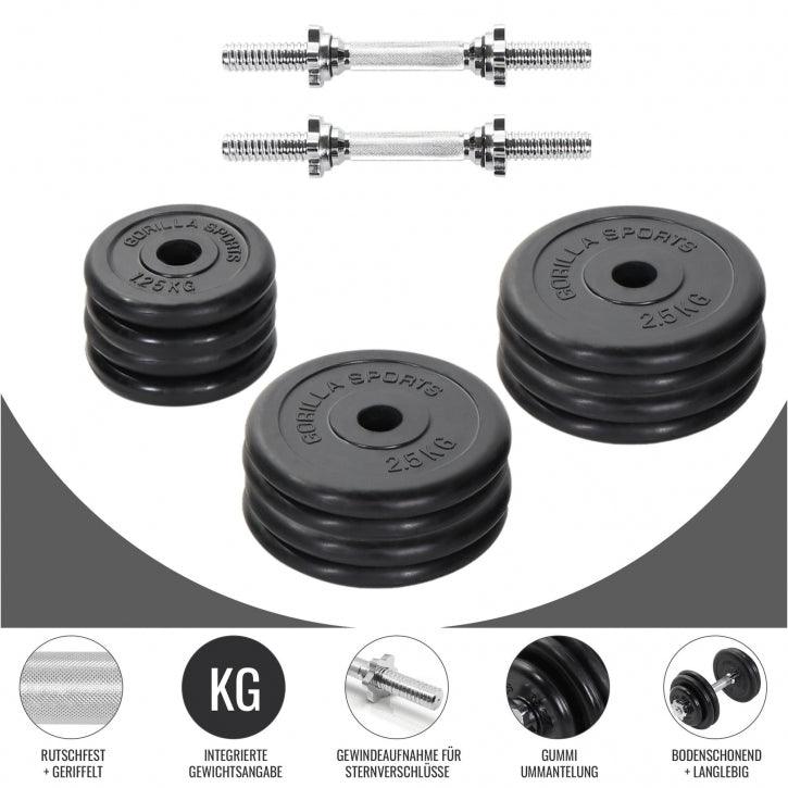 Set Manubri in gomma, 30 kg