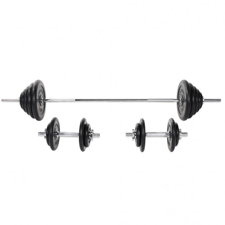Set Bilanciere, Manubri e Dischi in Gomma 100 kg