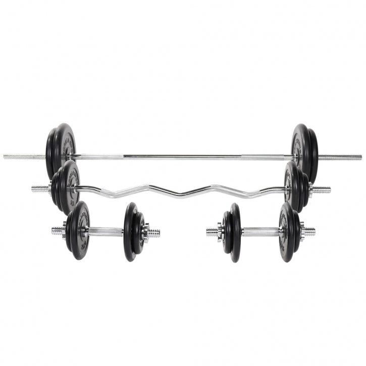 Set Bilanciere, Barra EZ, Manubri e Dischi in Gomma 108 kg