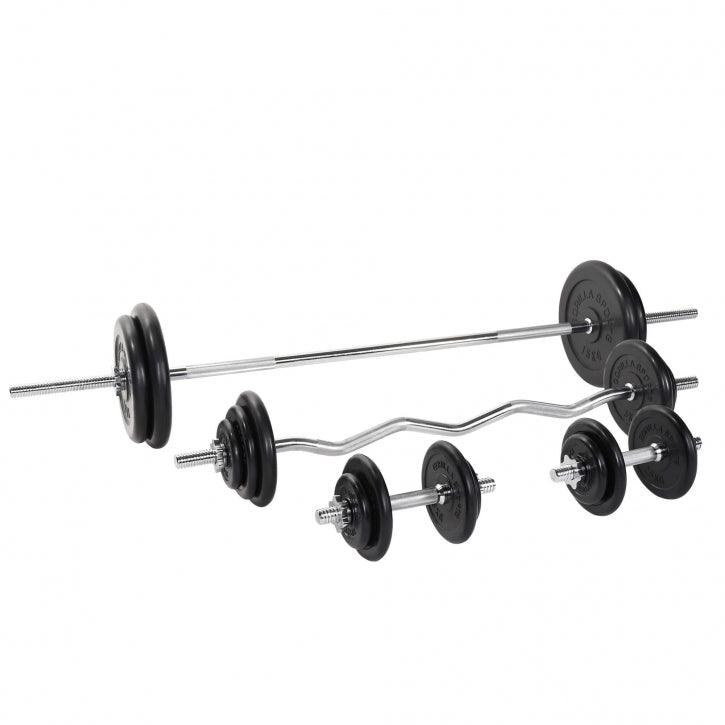 Set Bilanciere, Barra EZ, Manubri e Dischi in Gomma 108 kg