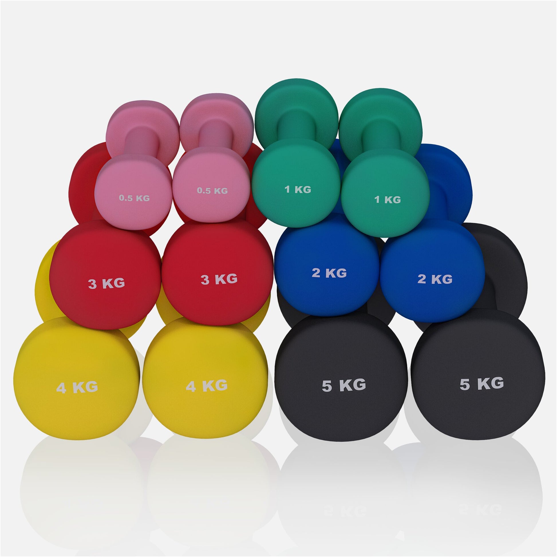 Set manubri colorati Gorilla Sports per bodybuilding e fitness, pesi 0.5-5 kg, assortiti