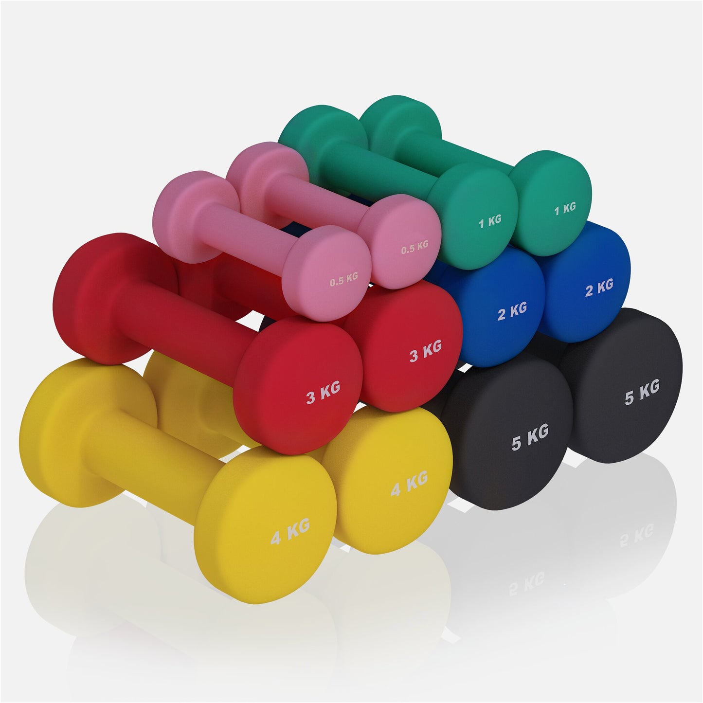 Set di manubri colorati Gorilla Sports da 0,5 a 5 kg per allenamento fitness