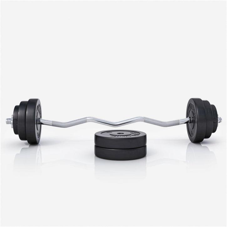 Set Curl Bilanciere EZ e Dischi in Plastica 35 kg 30/31 mm