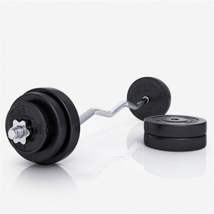 Set Curl Bilanciere EZ e Dischi in Plastica 35 kg 30/31 mm