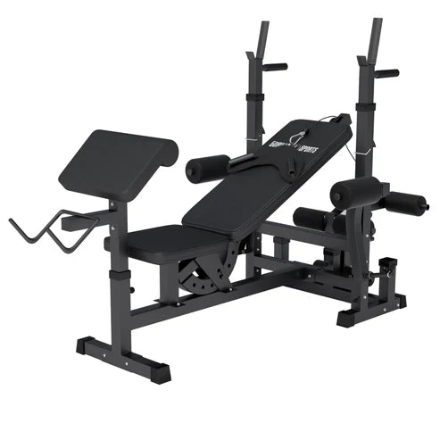 Panca multifunzione Gorilla Sports per bodybuilding e fitness, struttura nera regolabile