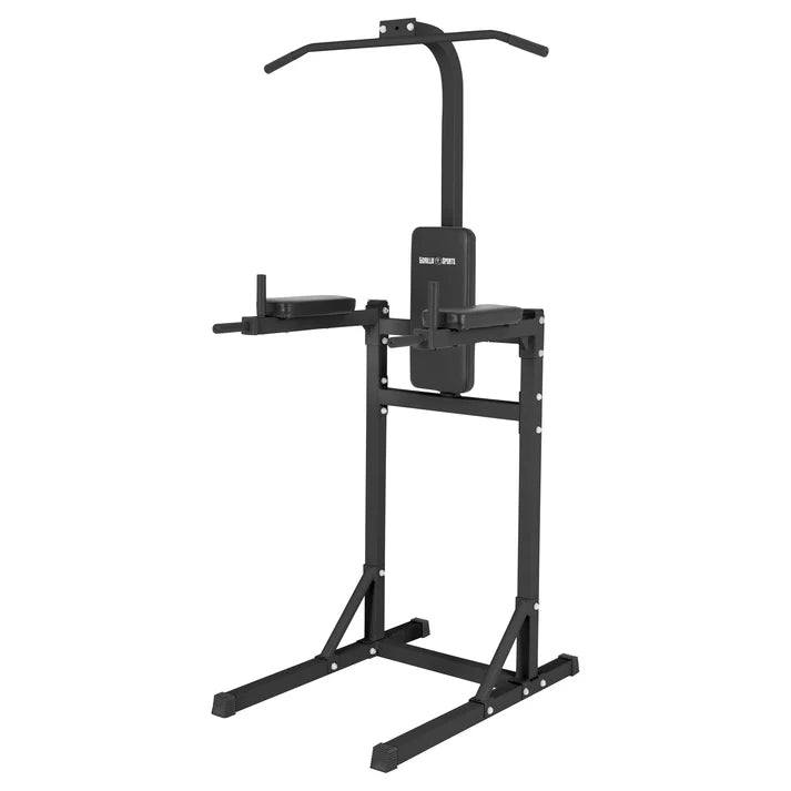 Stazione multifunzione Gorilla Sports per trazioni e dip, attrezzo palestra domestica nero