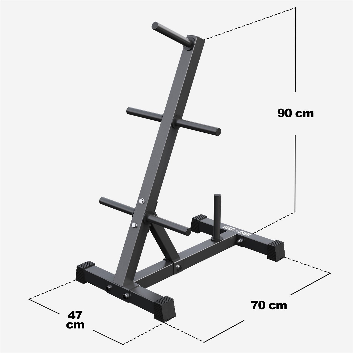 Porta dischi pesi Gorilla Sports nero, misure 90x70x47 cm, accessorio palestra fitness.