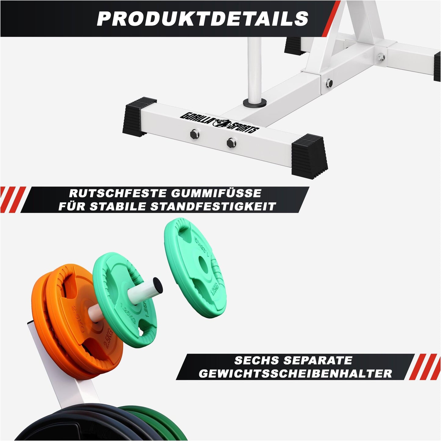 Rastrelliera Porta Dischi con 4 Supporti, 30/31 mm, in nero/bianco