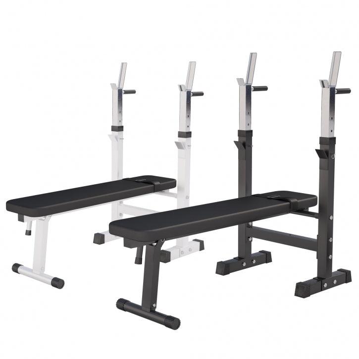 Panca palestra regolabile Gorilla Sports per bodybuilding e fitness, struttura bianca e nera