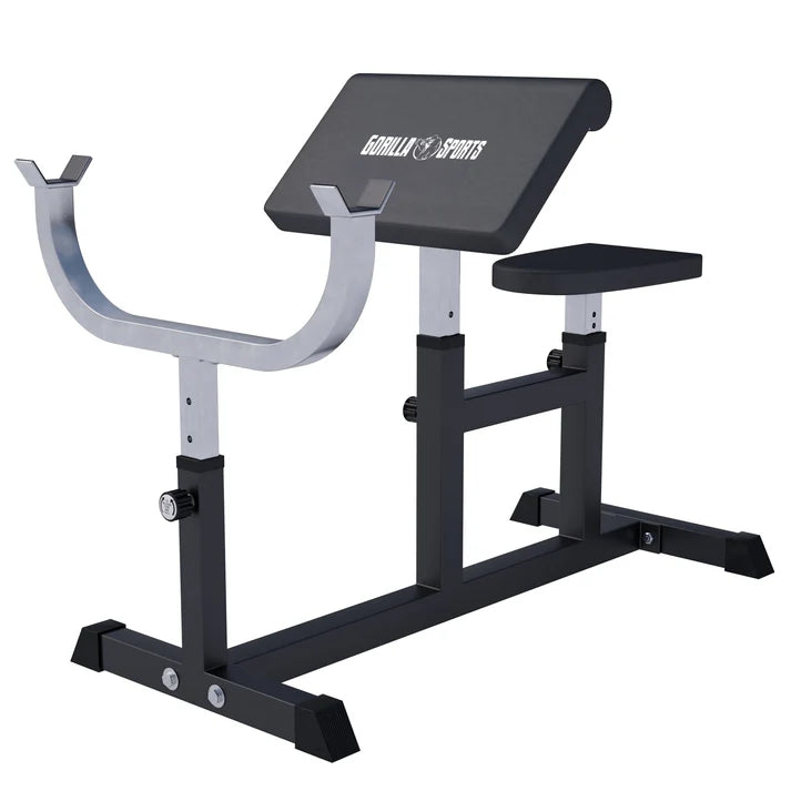 Panca Scott con Supporto Bilanciere bianca/nera