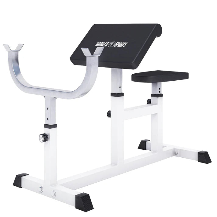Panca Scott con Supporto Bilanciere bianca/nera