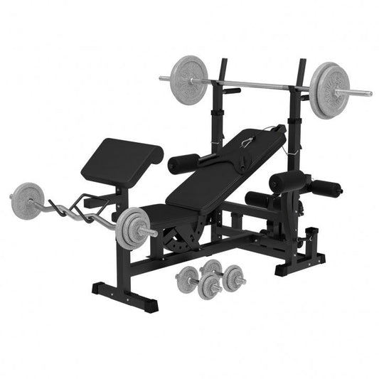 Panca palestra multifunzione con pesi Gorilla Sports per allenamento bodybuilding e fitness