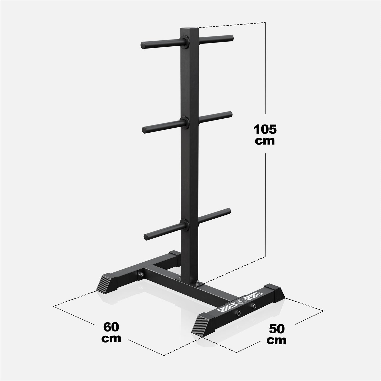 Supporto porta dischi palestra Gorilla Sports nero, dimensioni 105x60x50 cm, per bodybuilding