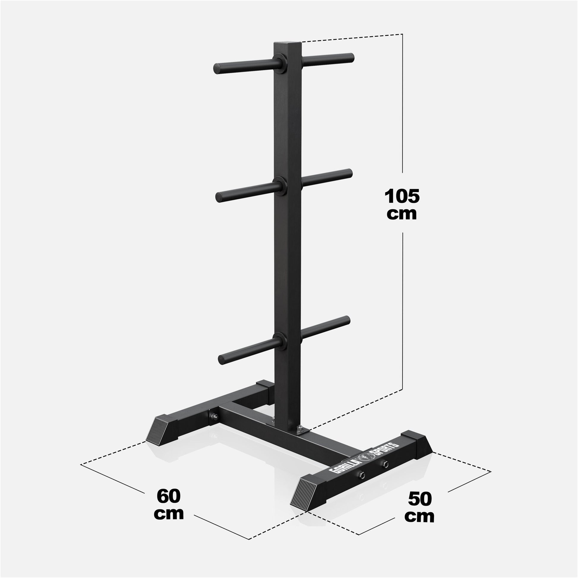 Supporto porta dischi palestra Gorilla Sports nero, dimensioni 105x60x50 cm, per bodybuilding