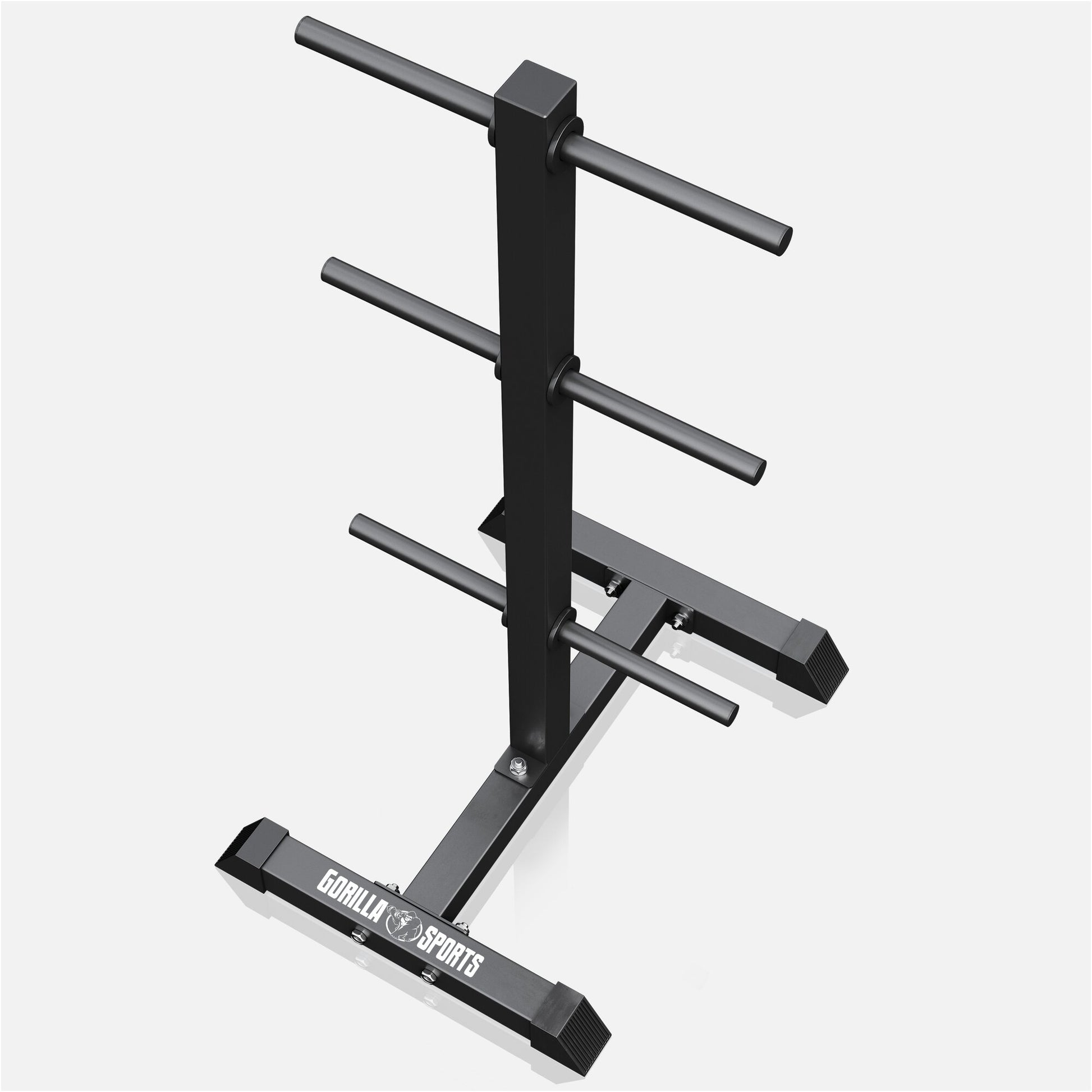 Supporto porta dischi nero Gorilla Sports per bodybuilding e fitness, struttura robusta.